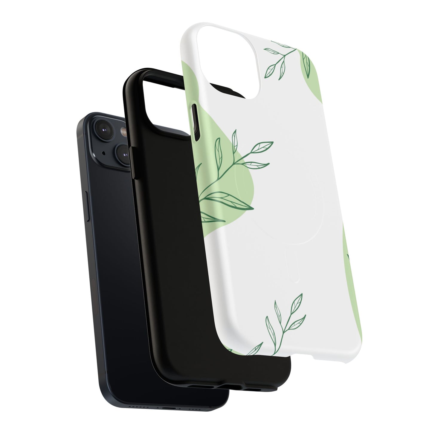 Stylish Tough iPhone Magnetic Cases with Leaf Design, iPhone Protection Cases, Greenery iPhone Covers, Eco-Friendly iPhone Accessories, Gift for Her.
