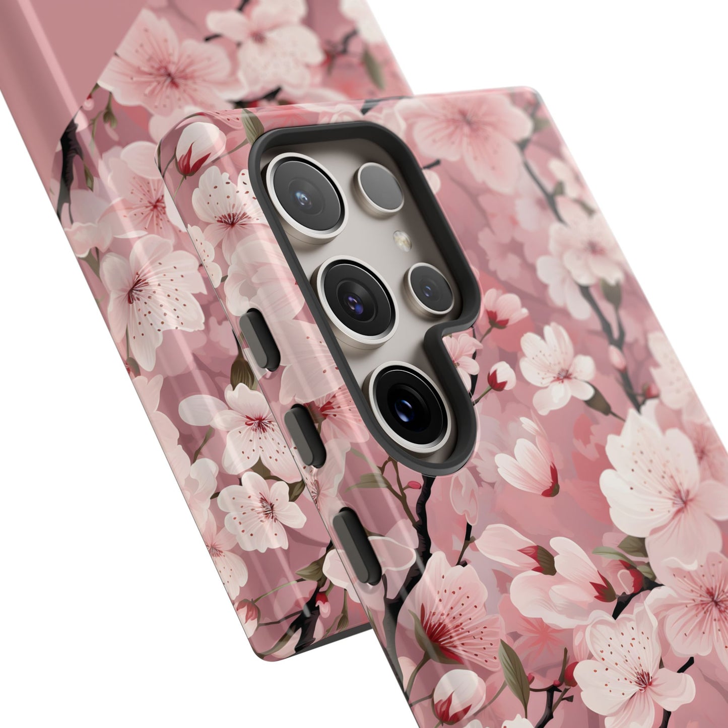 Personalized Cherry Blossom Tough Phone Case — Pink Floral Protective Case for Samsung & Google