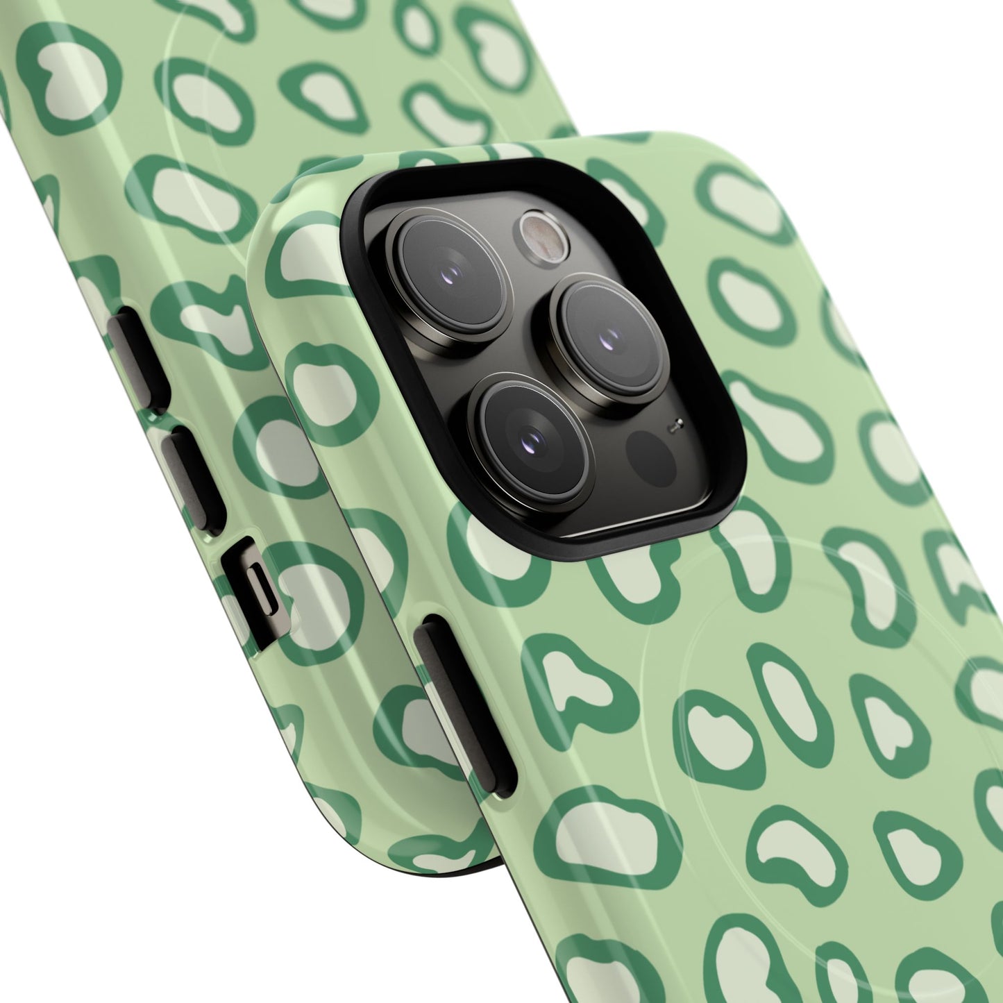 Chic Leopard Print iPhone Cases | Tough Magnetic Cases, iPhone Protection, Animal Print, Stylish Tech Accessories, Green iPhone Case