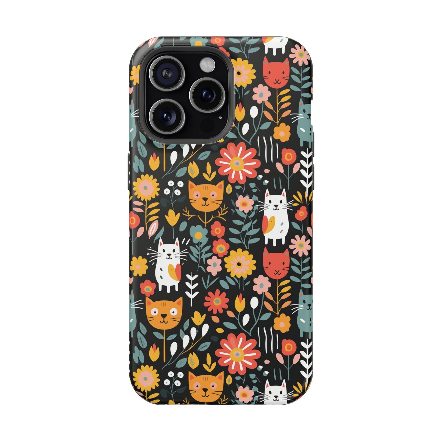 Whimsical Feline Garden Magnetic Tough iPhone Cases