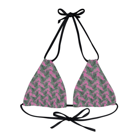 Pink Tropical Bliss Strappy Triangle Bikini Top (AOP)- (PY)