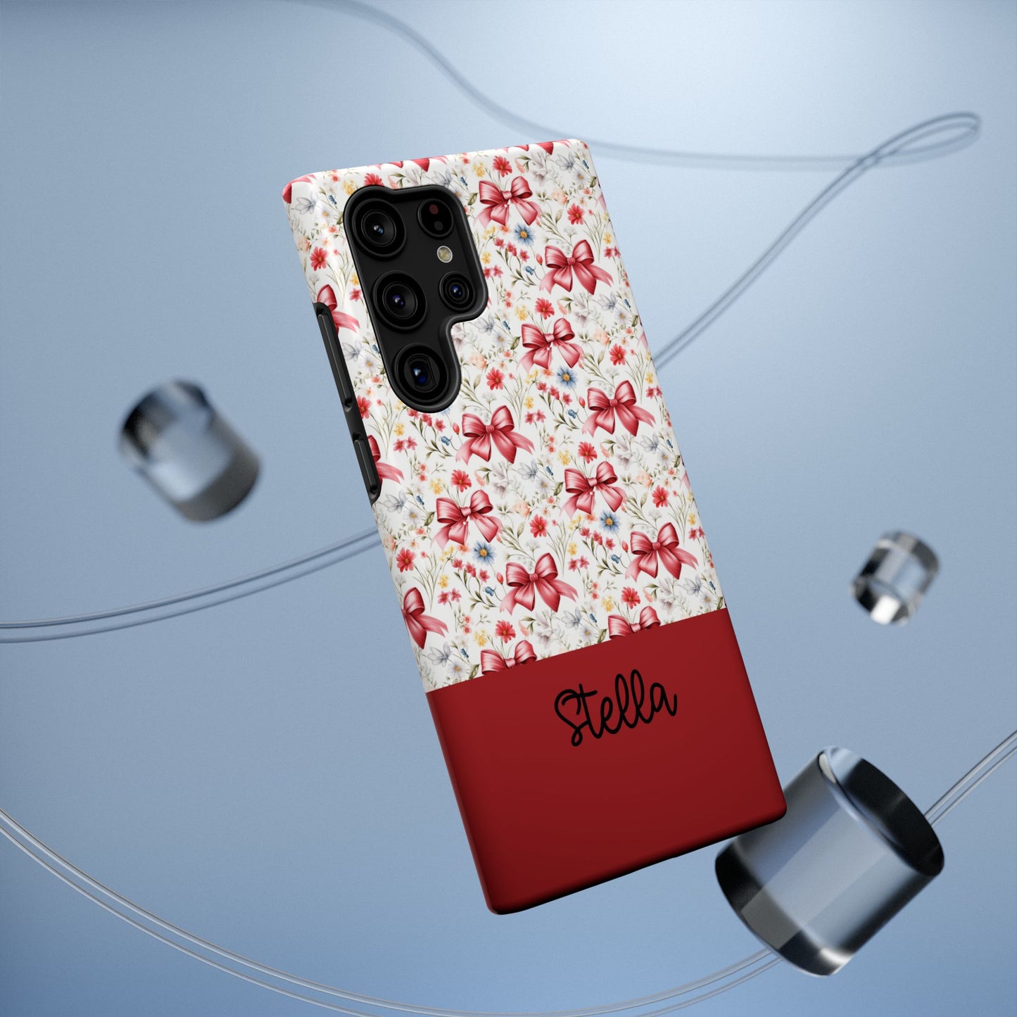 Personalized Rosette Coquette Floral Bow iPhone and Samsung Impact-Resistant Case — Custom Name Case