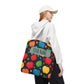 All-Over Apple Print Personalized Tote Bag — Durable Everyday Carry (3 Sizes, 5 Handle Colors)