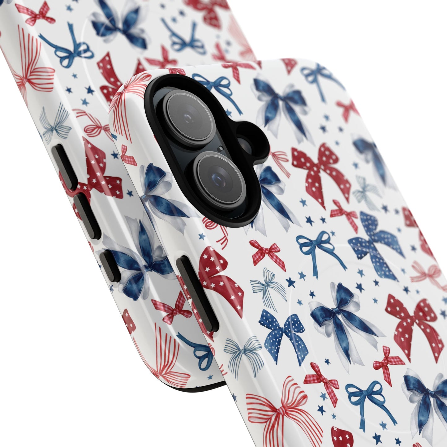 Patriotic Coquette Tough iPhone Magnetic Case, Stylish Gift for Her, Summer Celebrations, Cute Bow Design