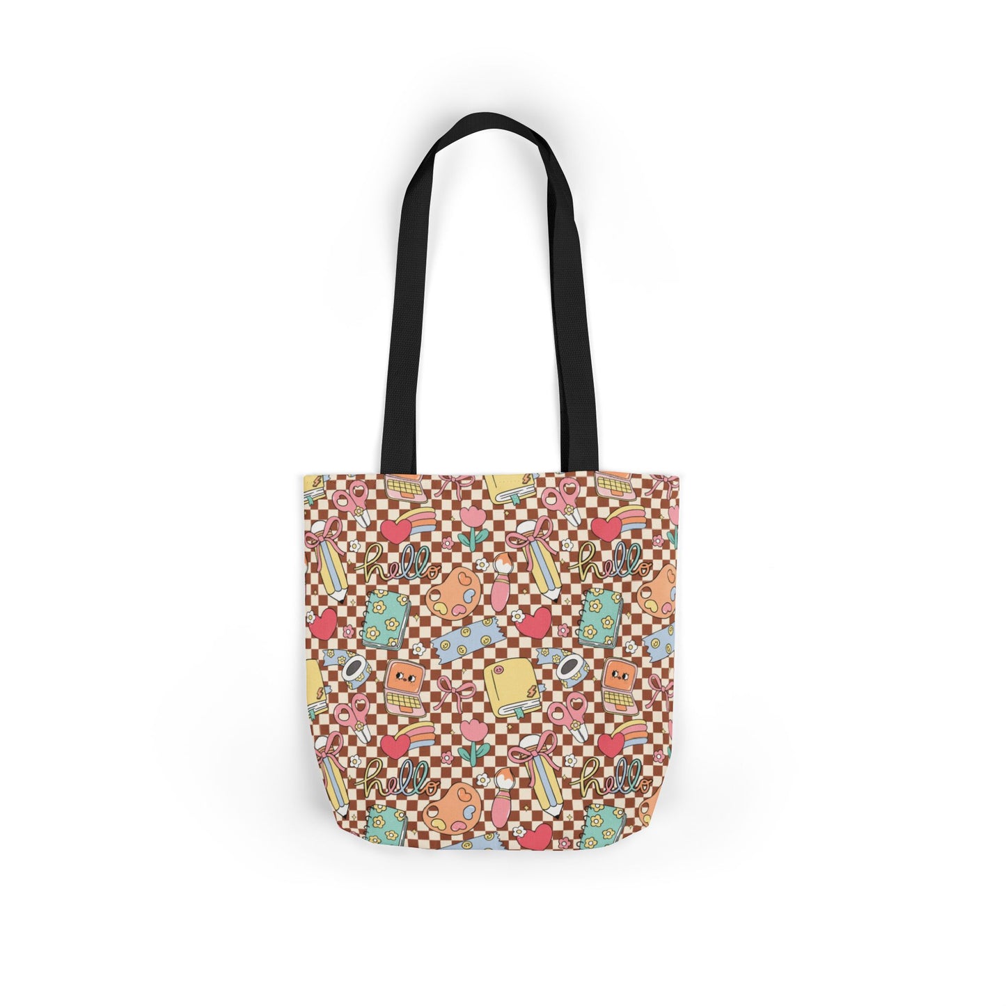 Personalized Brown Doodle Daydream Composition Book Inspired Canvas Tote Bag with Colorful Straps, Cute School Bag, Eco-Friendly Tote, Back to School Shopping Bag, Teacher Gift Idea