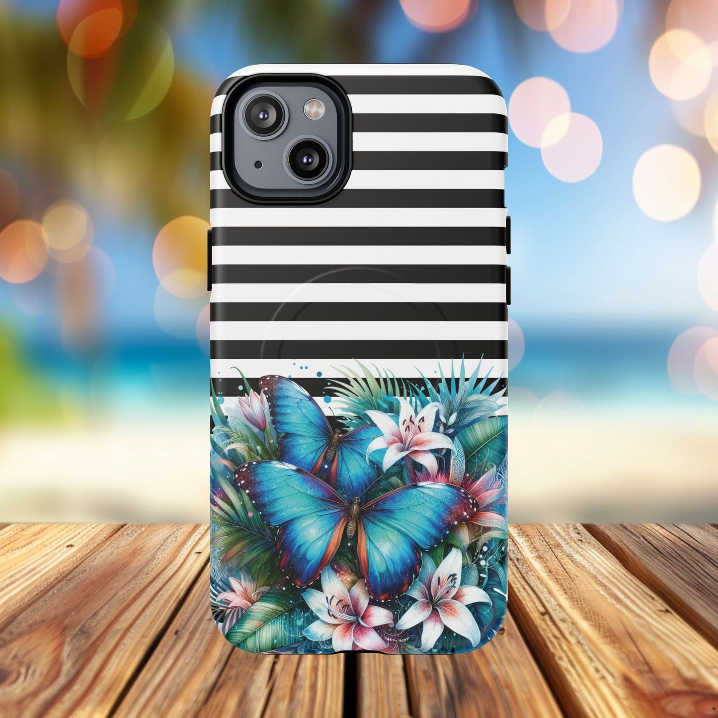 Wings of Wonder Tough iPhone Magnetic Case, Stylish Protection, Durable iPhone Cover, Butterfly Design Gift, Floral Case,Trendy Tech Accessory.
