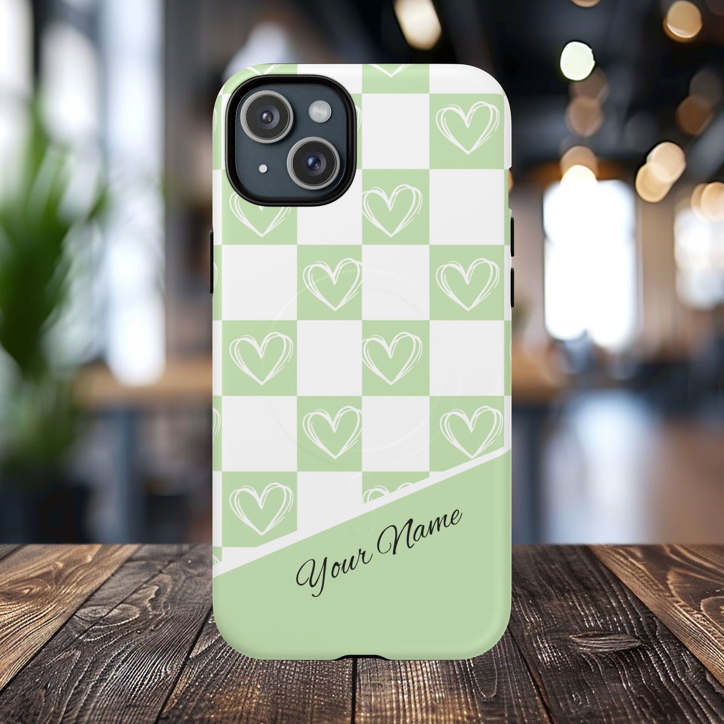 Personalized Chic Heart Pattern iPhone Case | Tough Magnetic Cases, Stylish iPhone Protection, Gift for Her, Trendy Accessories, Everyday Use