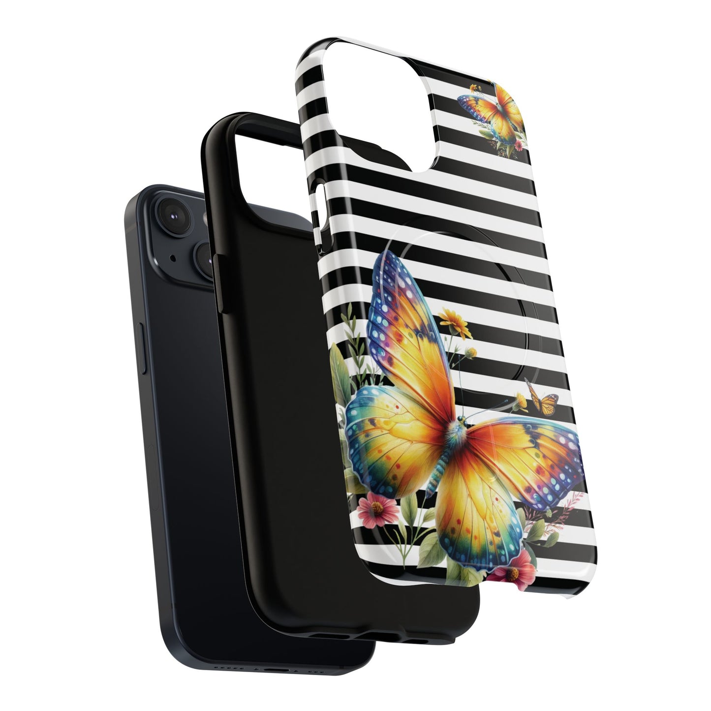 Botanic Flight Tough iPhone Magnetic Cases, Floral iPhone Cover, Stylish Tech Accessory, Gift for Nature Lovers, Butterfly Design, Unique Phone Protector