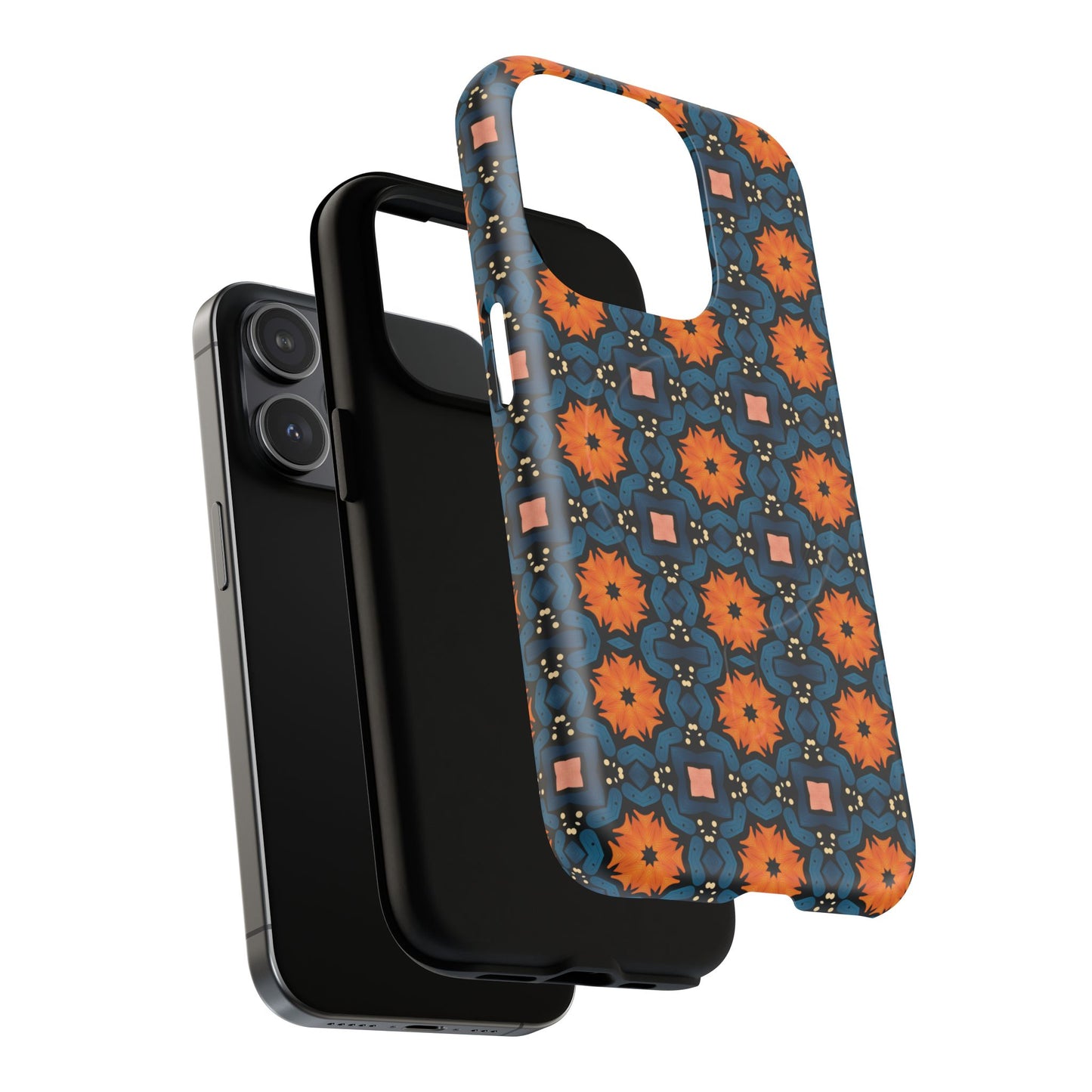 Saffron Tile Bloom Vibrant Floral Tough Magnetic iPhone Case, Durable iPhone Cover, Gift for Her, Floral Design, Unique iPhone Protection.