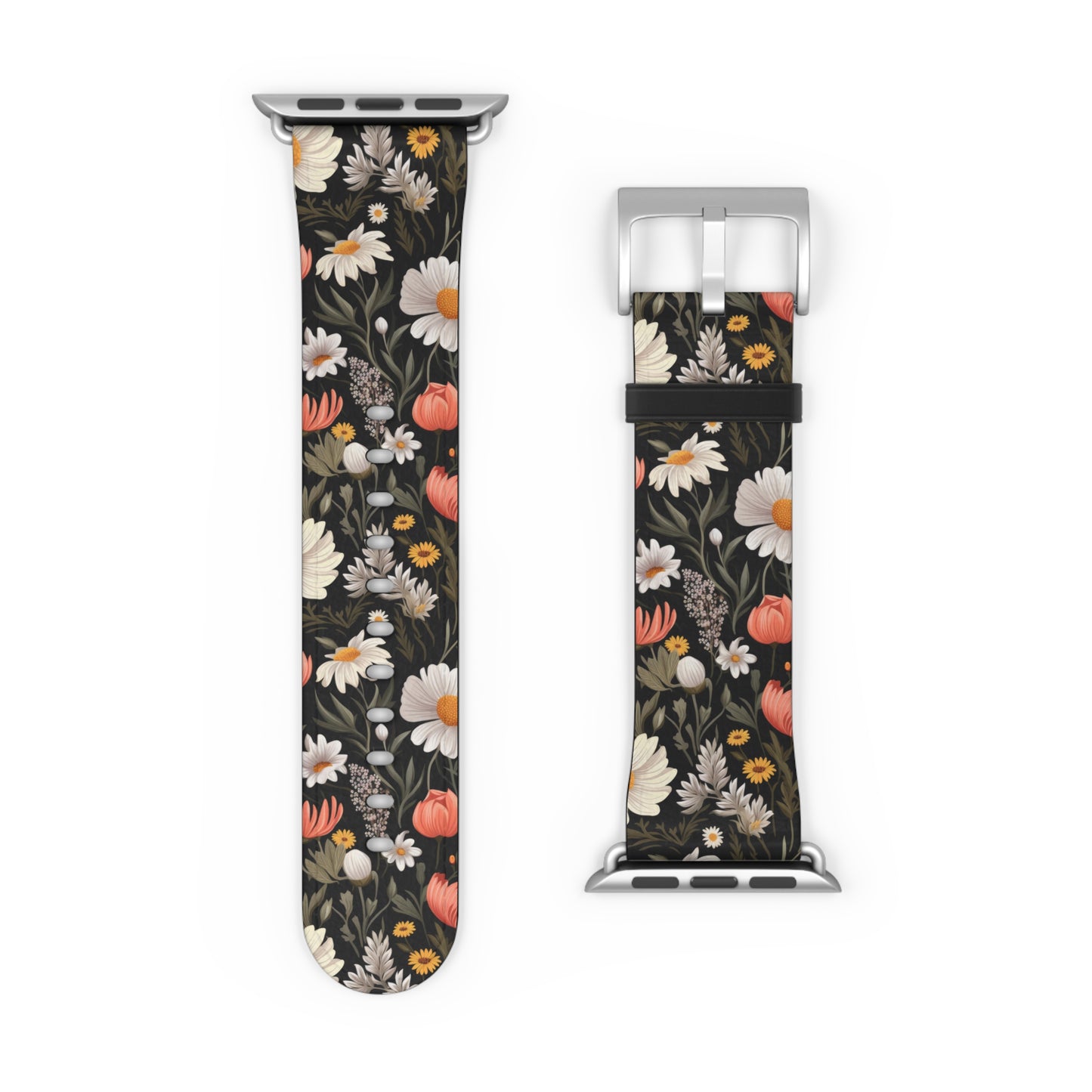 Blossom Elegance: Noir Garden Floral Watch Band - Stylish Floral Design for Smartwatches