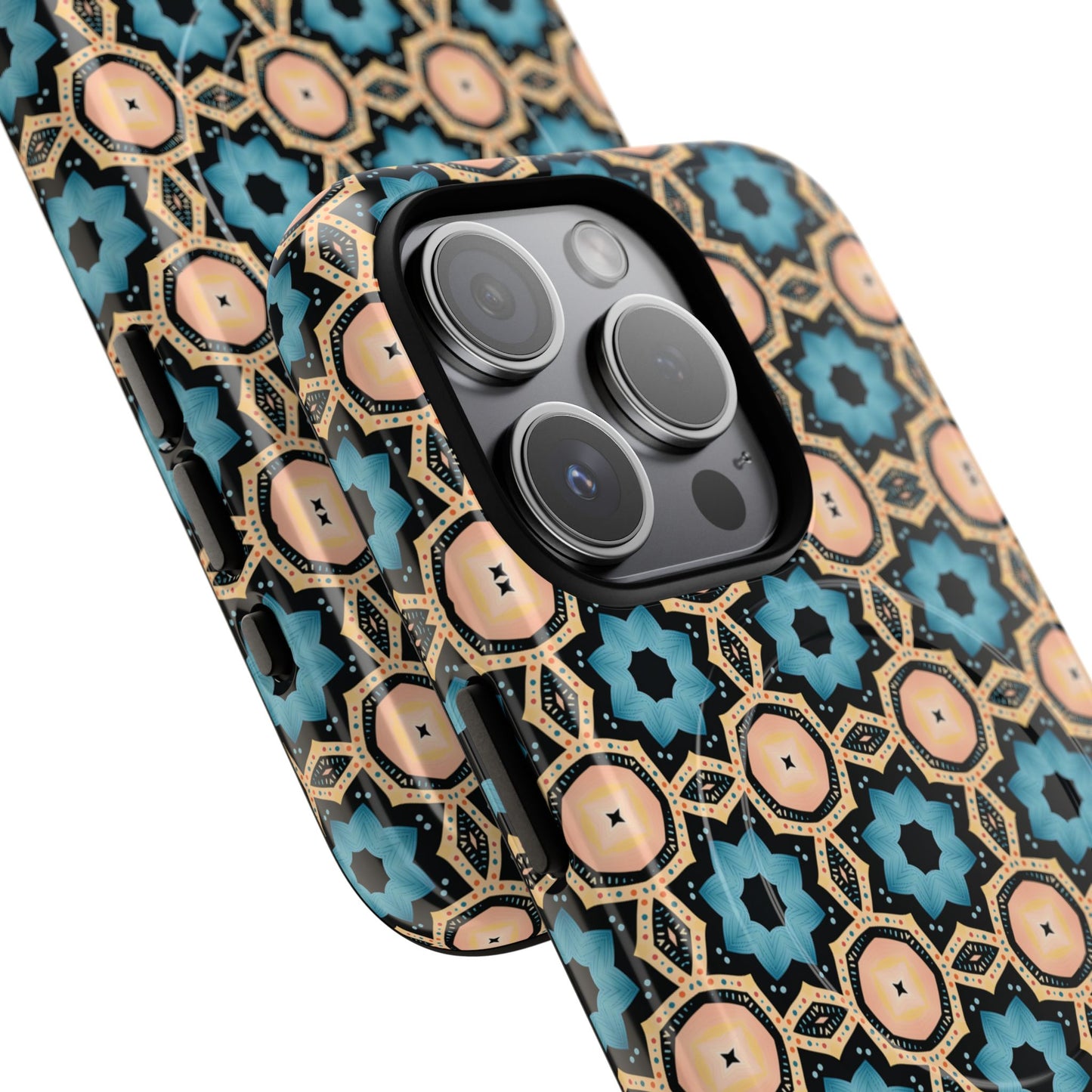 Sahara Star Mosaic Colorful Geometric iPhone Cases, Tough Magnetic iPhone Cases, Vibrant Design iPhone Cover, Durable iPhone Protection, Stylish Tech Accessories.
