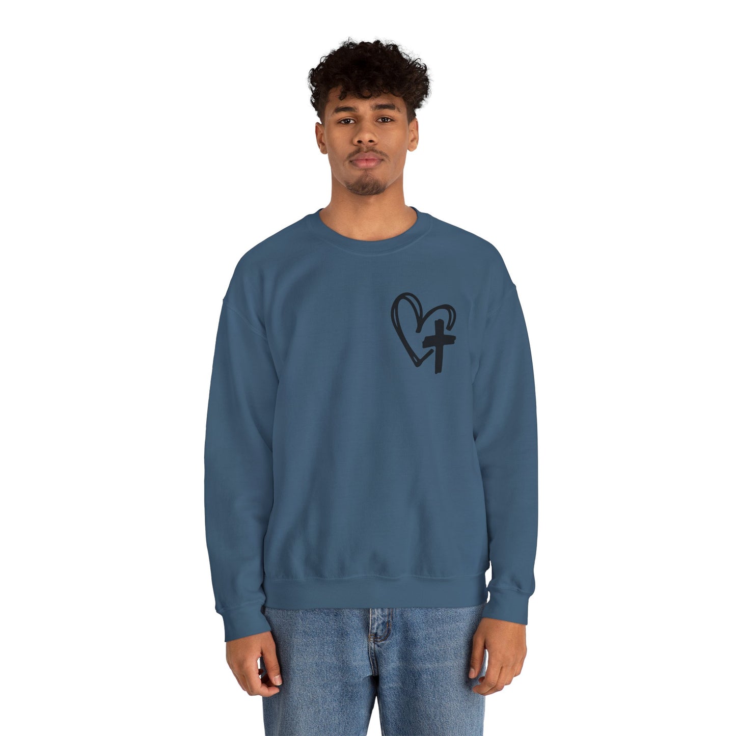 Faith and Floral Cross Unisex Heavy Gildan Blend™ Crewneck Sweatshirt.