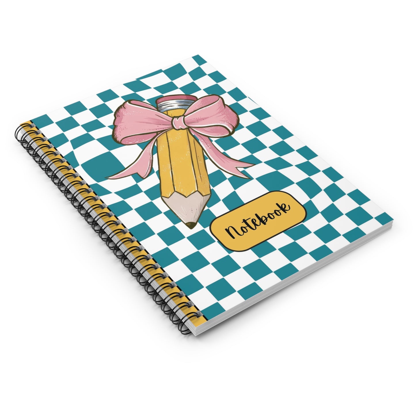 Teal Checkered Charm Spiral Notebook - Ruled Line (PY)