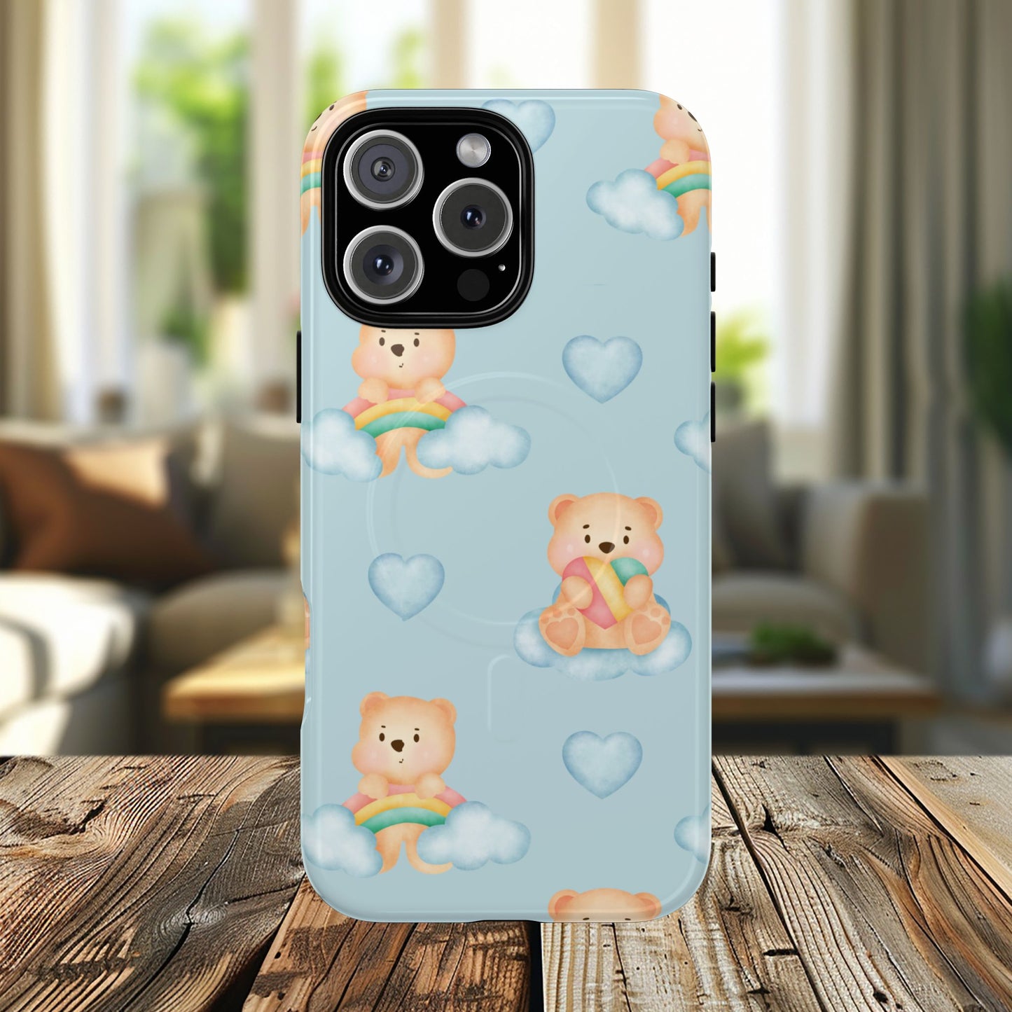 Cute Bear Magnetic iPhone Case, Kid-Friendly iPhone Cover, Stylish Cell Accessory, Gift for Kids, Durable Design for Any Occasion