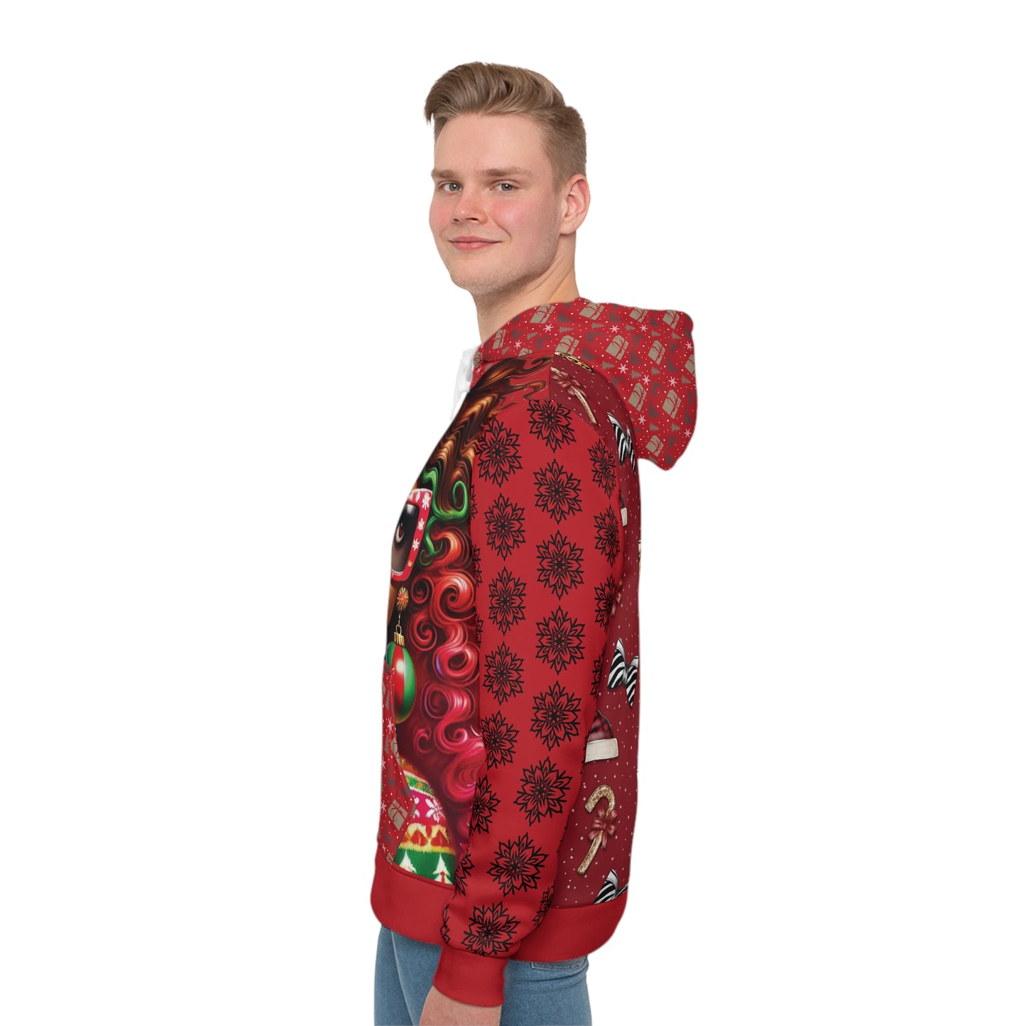 That Ugly Christmas Men's Hoodie with All-Over Print Design - Silky Smooth Polyester Fabric