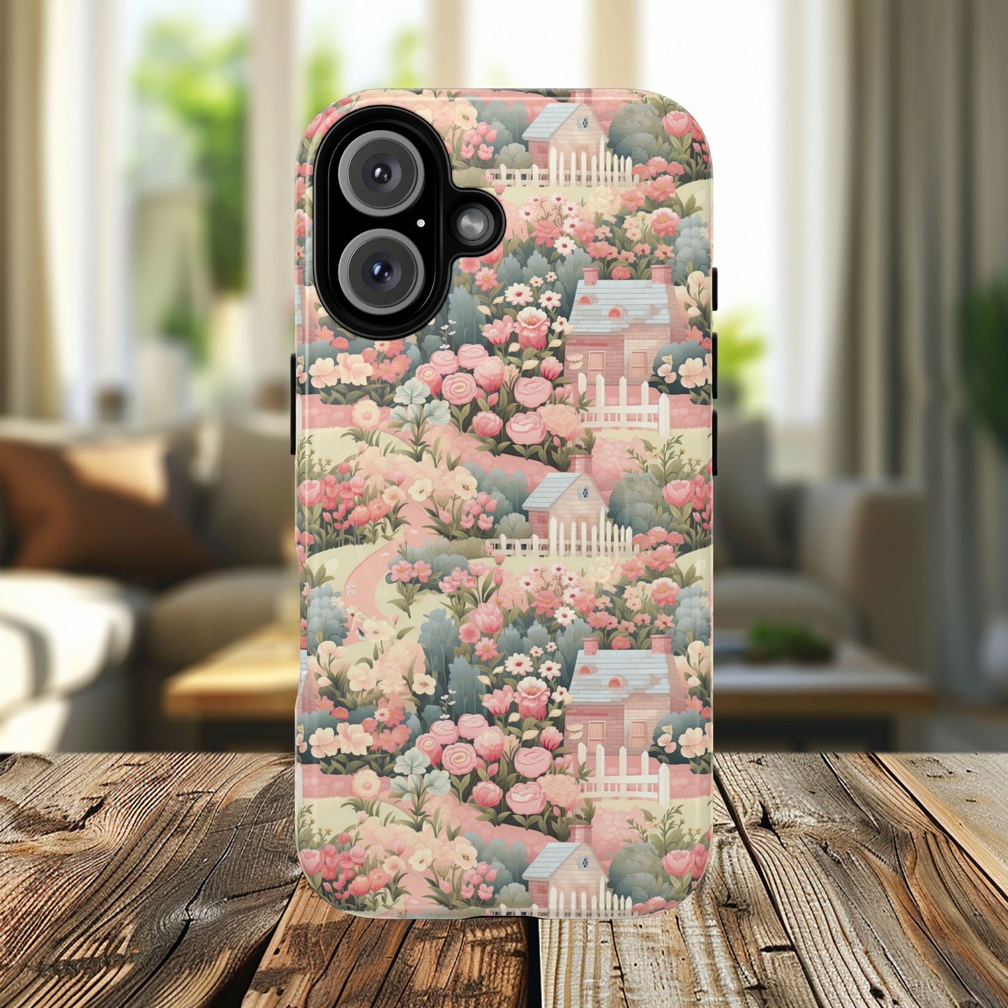 Pastel Garden Haven Tough iPhone Magnetic Case, Durable Protection, Flower Design, Gift for Her, Birthday, ,Phone Accessory, Spring Decor