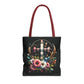 Faith and Floral Cross Heart Tote Bag