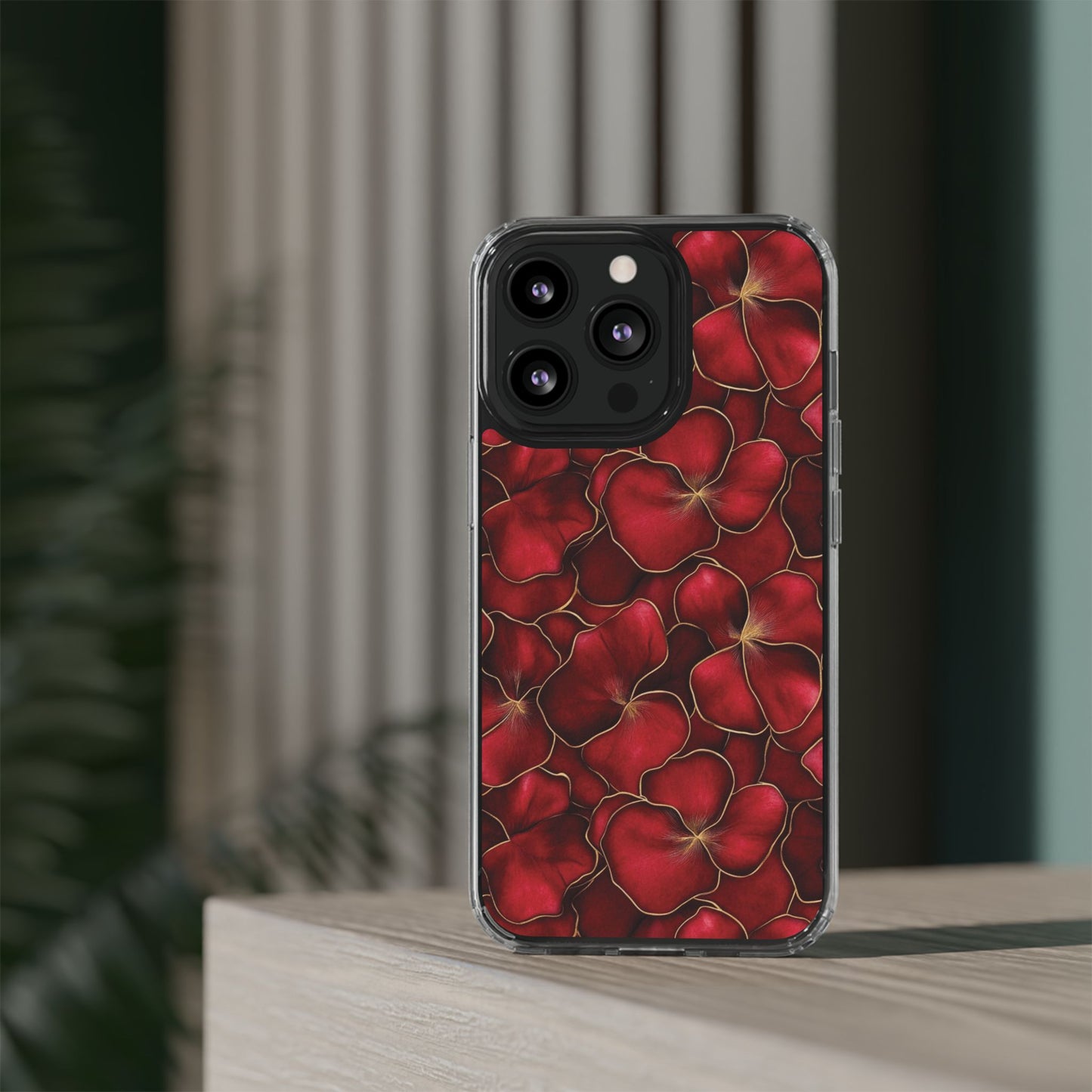 Velvet Petal Noir Floral Petal Clear Impact-Resistant iPhone and Samsung Case.