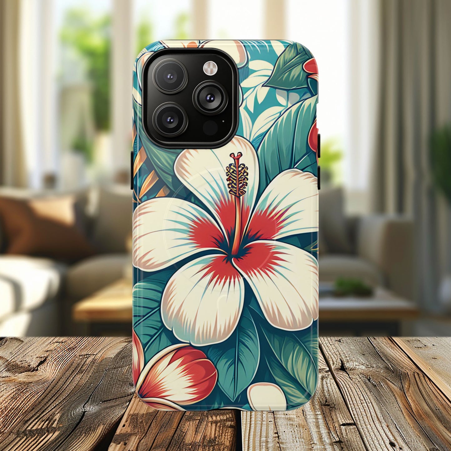 Tropical Hibiscus MagSafe® iPhone® Tough Case - Stylish Phone Protection Gift for Nature Lovers, Vibrant, Summer Vibes.