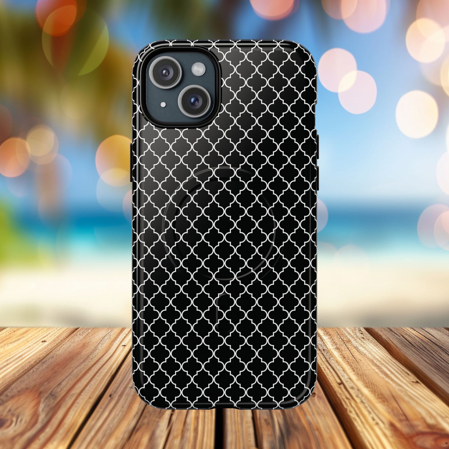 Noir Mosaic Tough iPhone Magnetic Case, Geometric Patterned Case, Durable iPhone Cover, Unique Tech Accessories, Perfect Gift for Him/Her