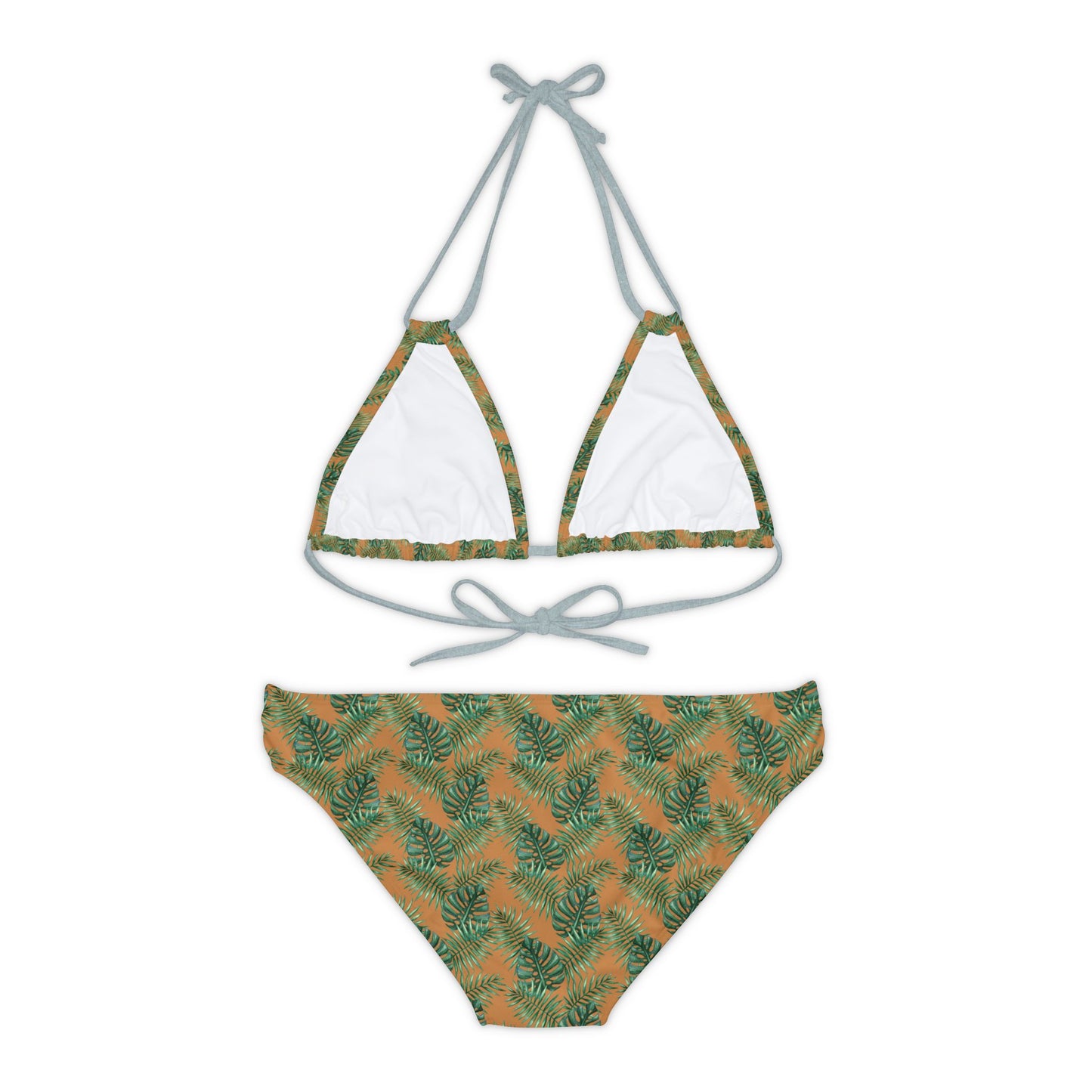 Brown Tropical Bliss Strappy Bikini Set (AOP)