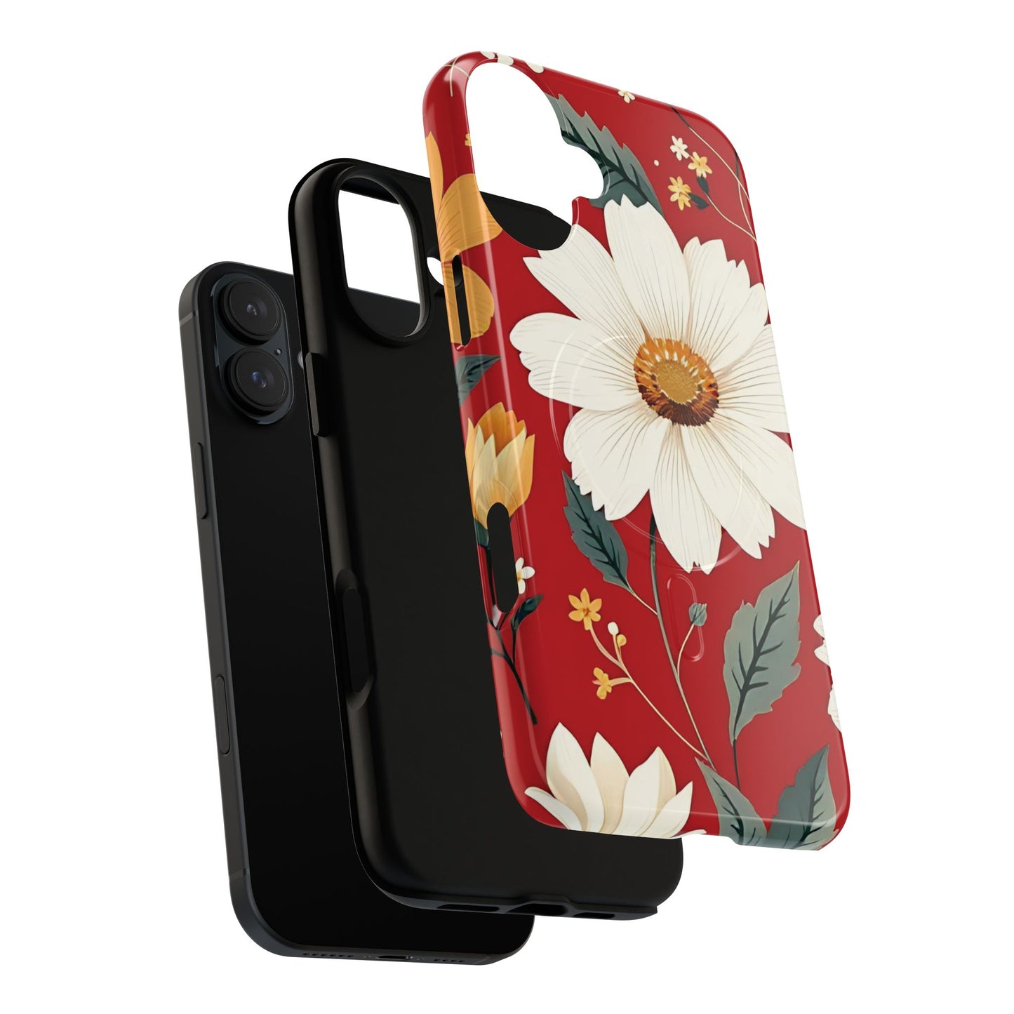 Floral Fusion Tough Magnetic Phone Case | Flower Design, Durable Protective Cover, Gift for Her, Spring Style, Unique Phone Accessory.
