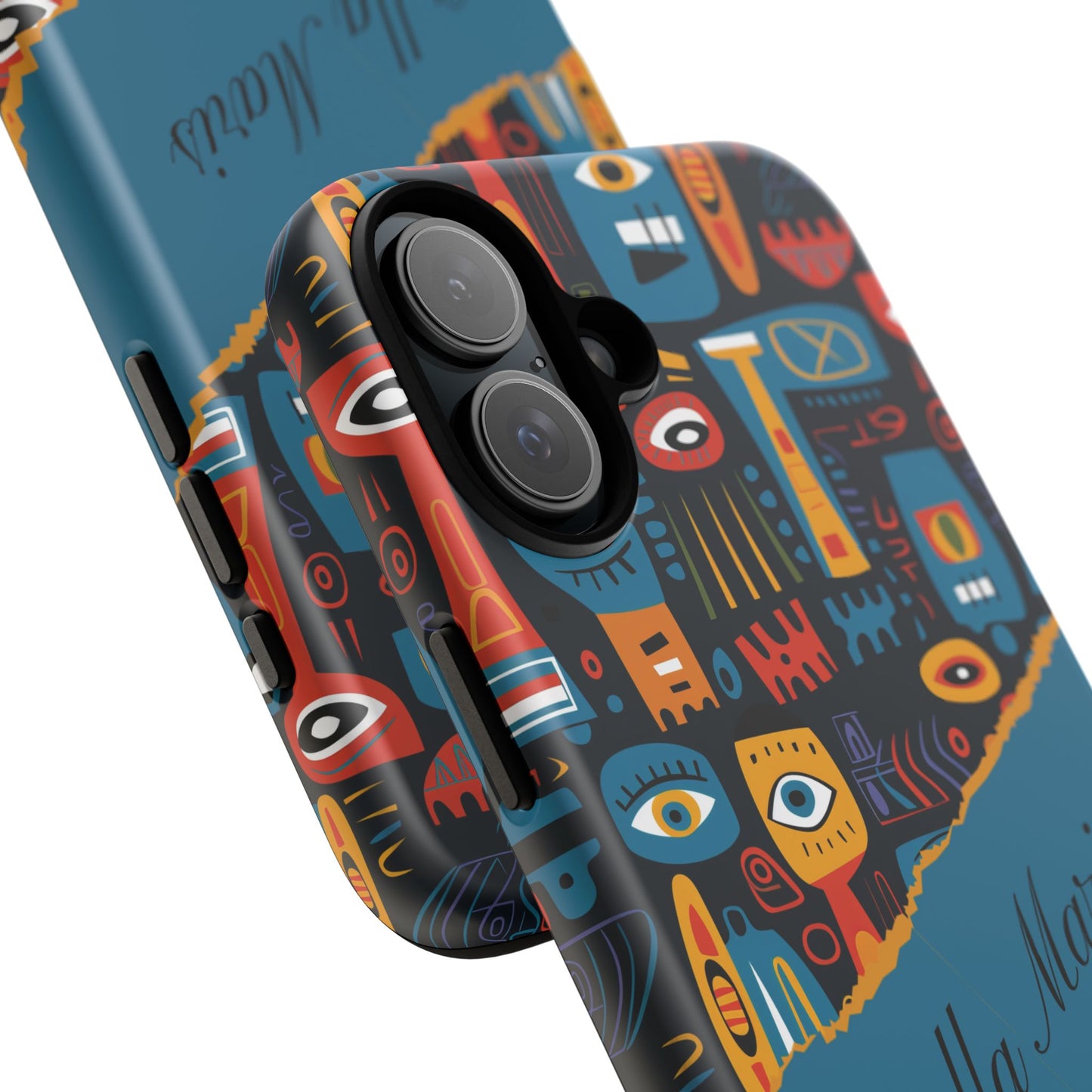 Personalized Colorful Abstract Faces Tough iPhone, Google and Samsung Case with Custom Name, Artistic Phone Cover, Phone Protector