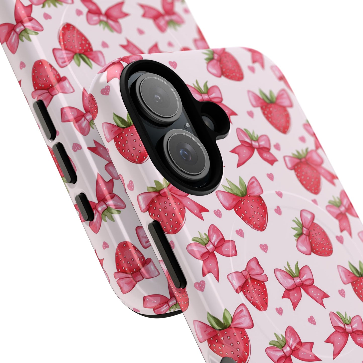 Strawberry Coquette Sweetheart Magnetic iPhone Case, Cute iPhone Cover, Gift for Her, Floral Tech Accessory, Stylish Protection, Mother's Day Gift