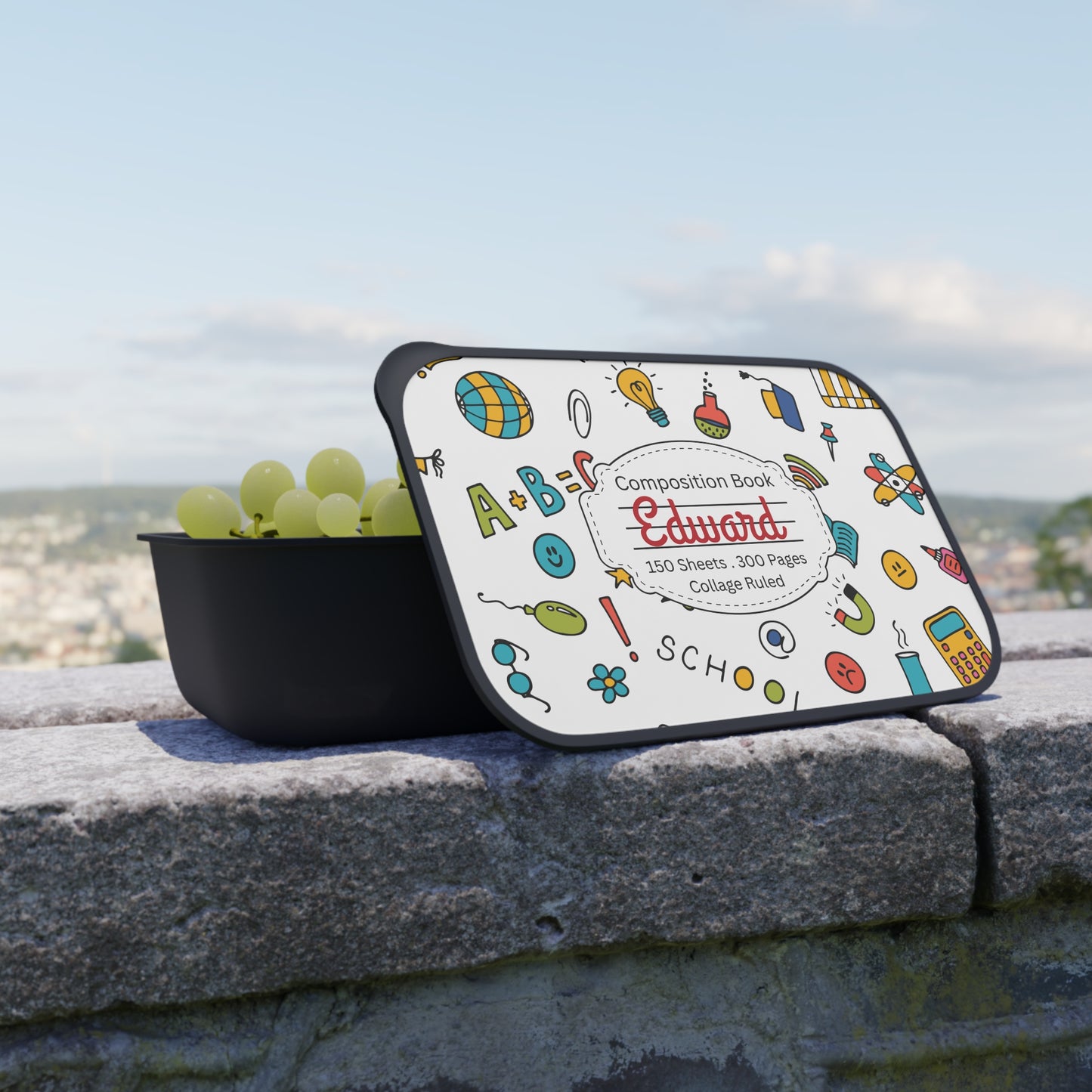 Personalized Classroom Couture Composition Book Inspired Bento Box, Fun Lunch Container, School Lunch, Meal Prep, Kids' Utensils, Back to School, Child's Lunchbox