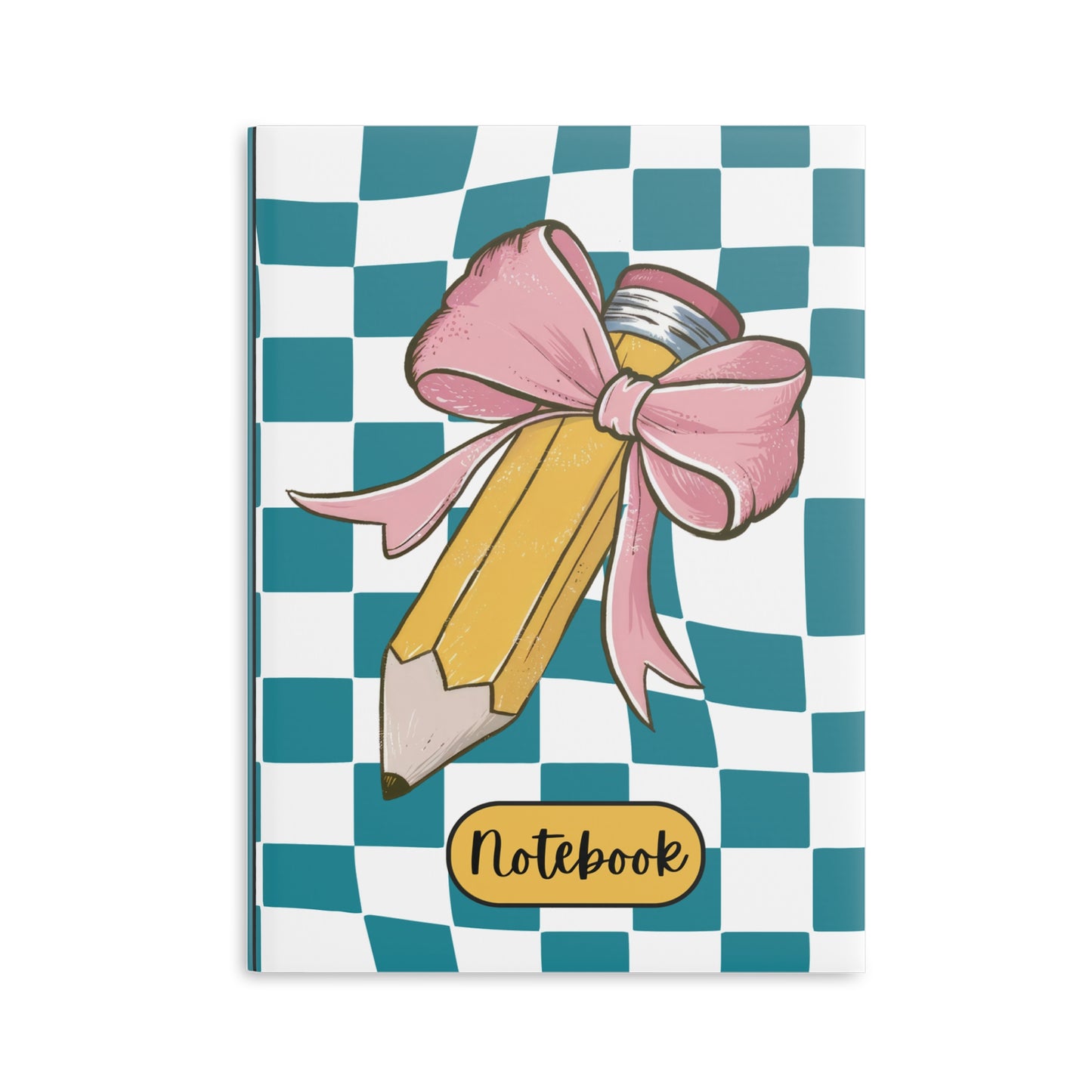 Teal Checkered Charm Hardcover Notebook with Puffy Covers (PY)