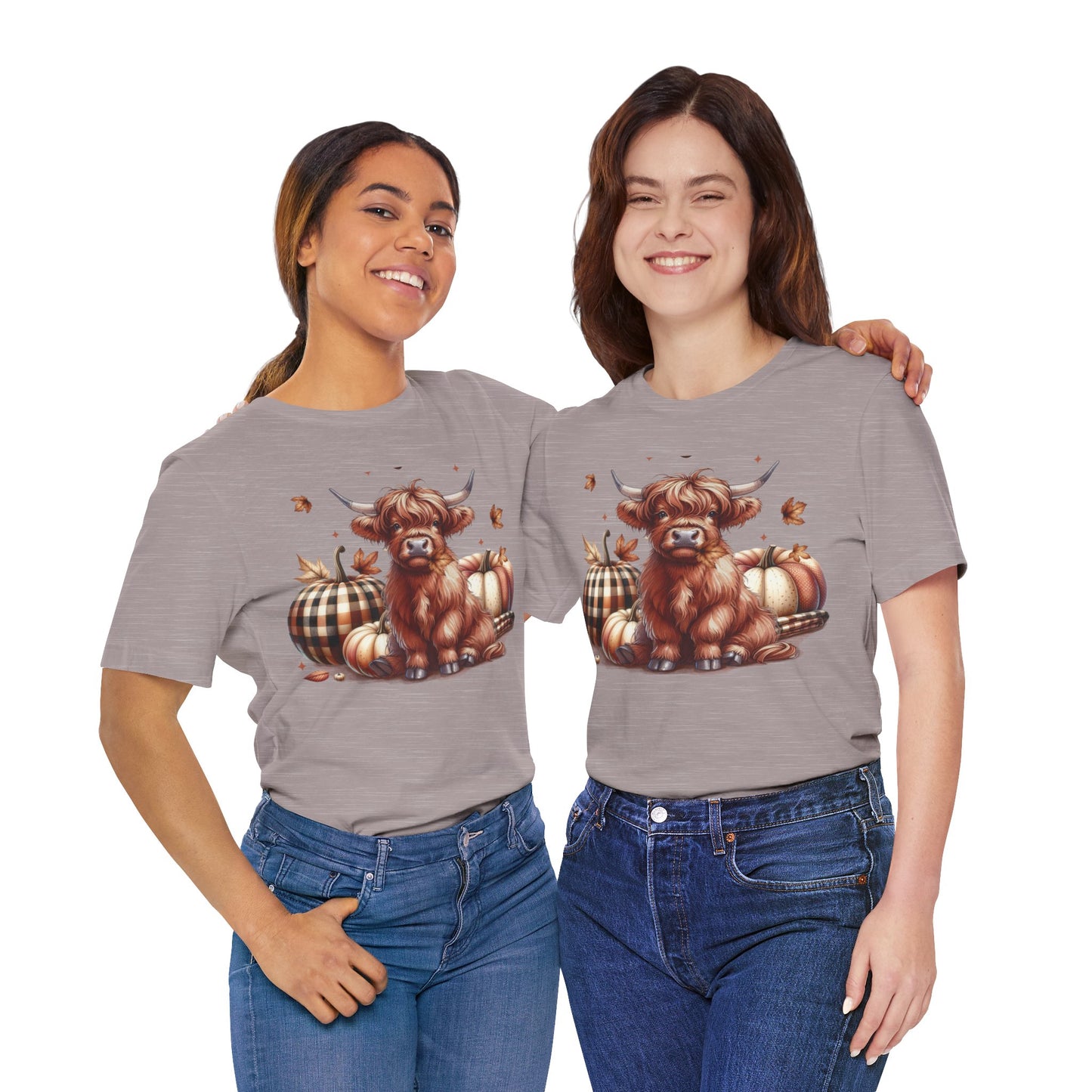 Autumn Highland Cow Charm Unisex Jersey Short Sleeve Tee