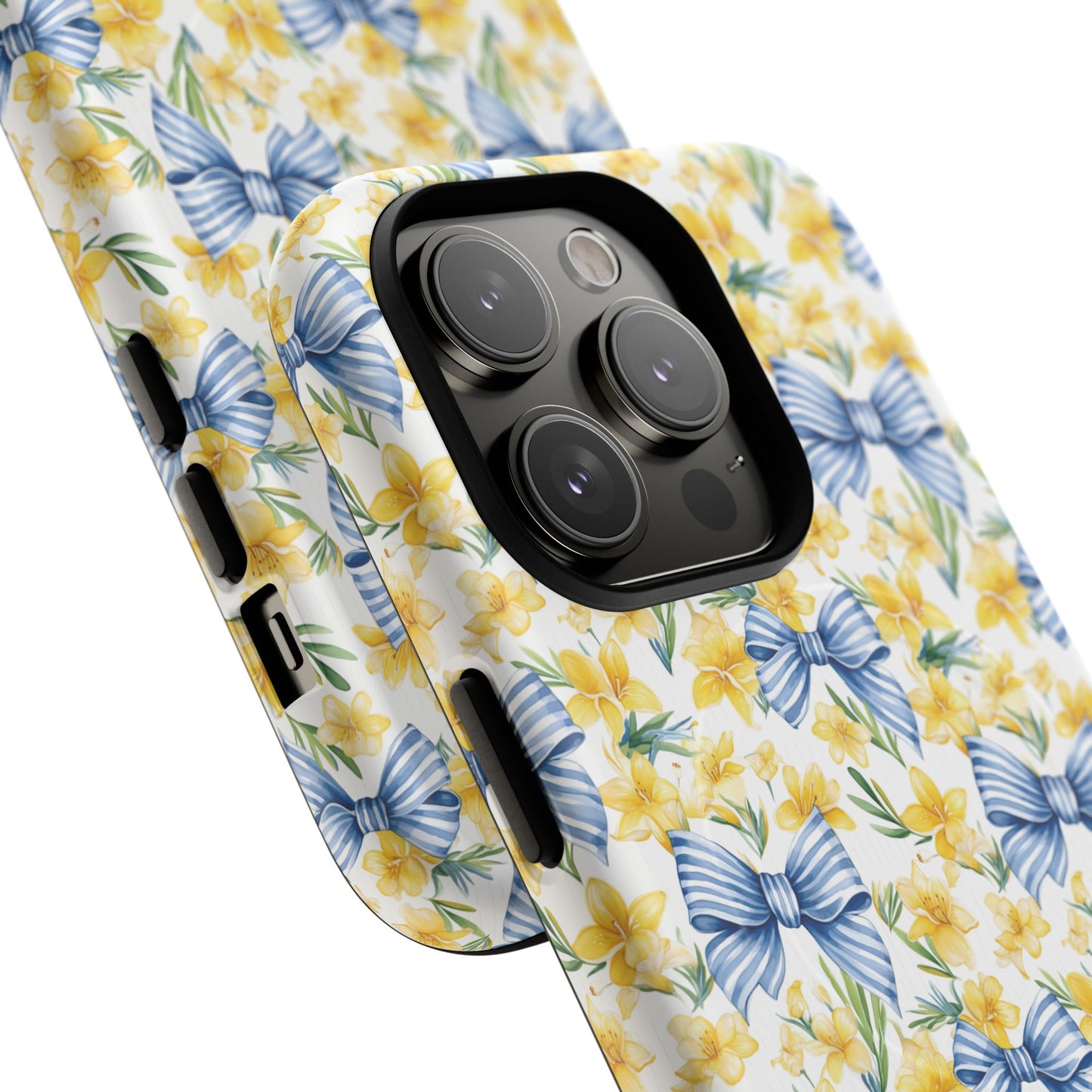 Sunshine Blue Coquette Bows Tough iPhone Magnetic Case for iPhones, Cute iPhone Cover, Spring Gift, Durable Case, Custom iPhone Protection