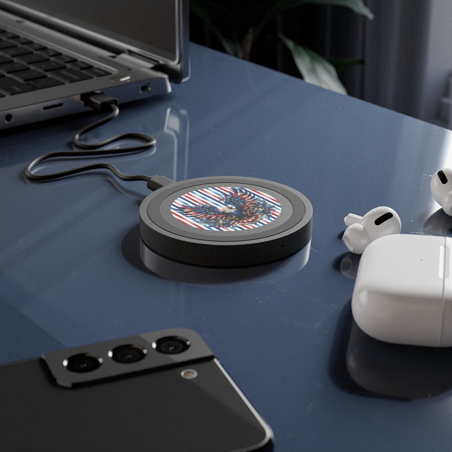 Patriotic Pride Wireless Charging Pad with Stripes