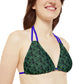 Black Tropical Bliss Strappy Triangle Bikini Top (AOP)- (PY)