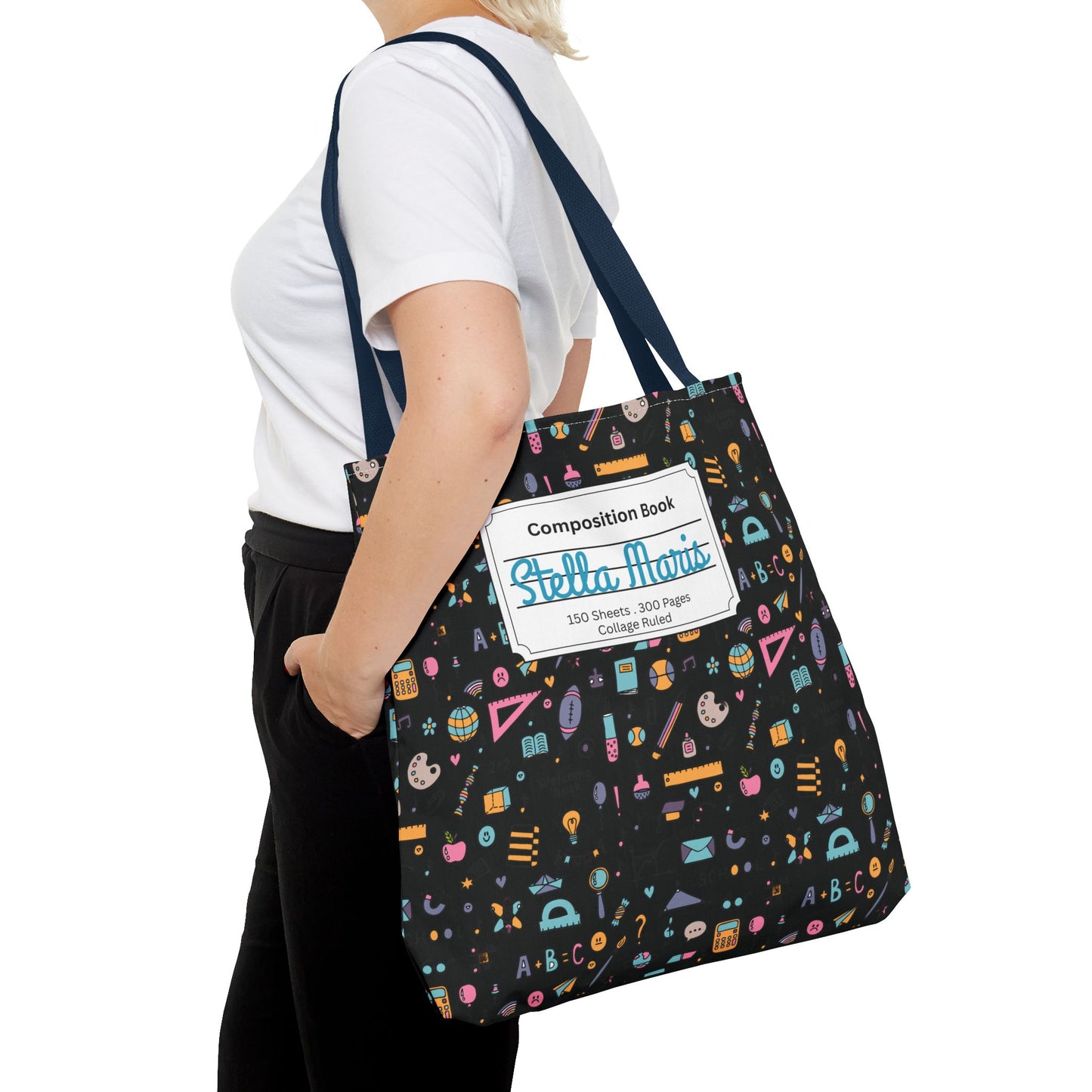 Personalized Chalkboard Chic Composition Book Inspired Tote Bag, Back to School Tote, Teacher Gift, Kids Bag, Custom Name Bag, Educational Accessories, Back to School Tote Bag.