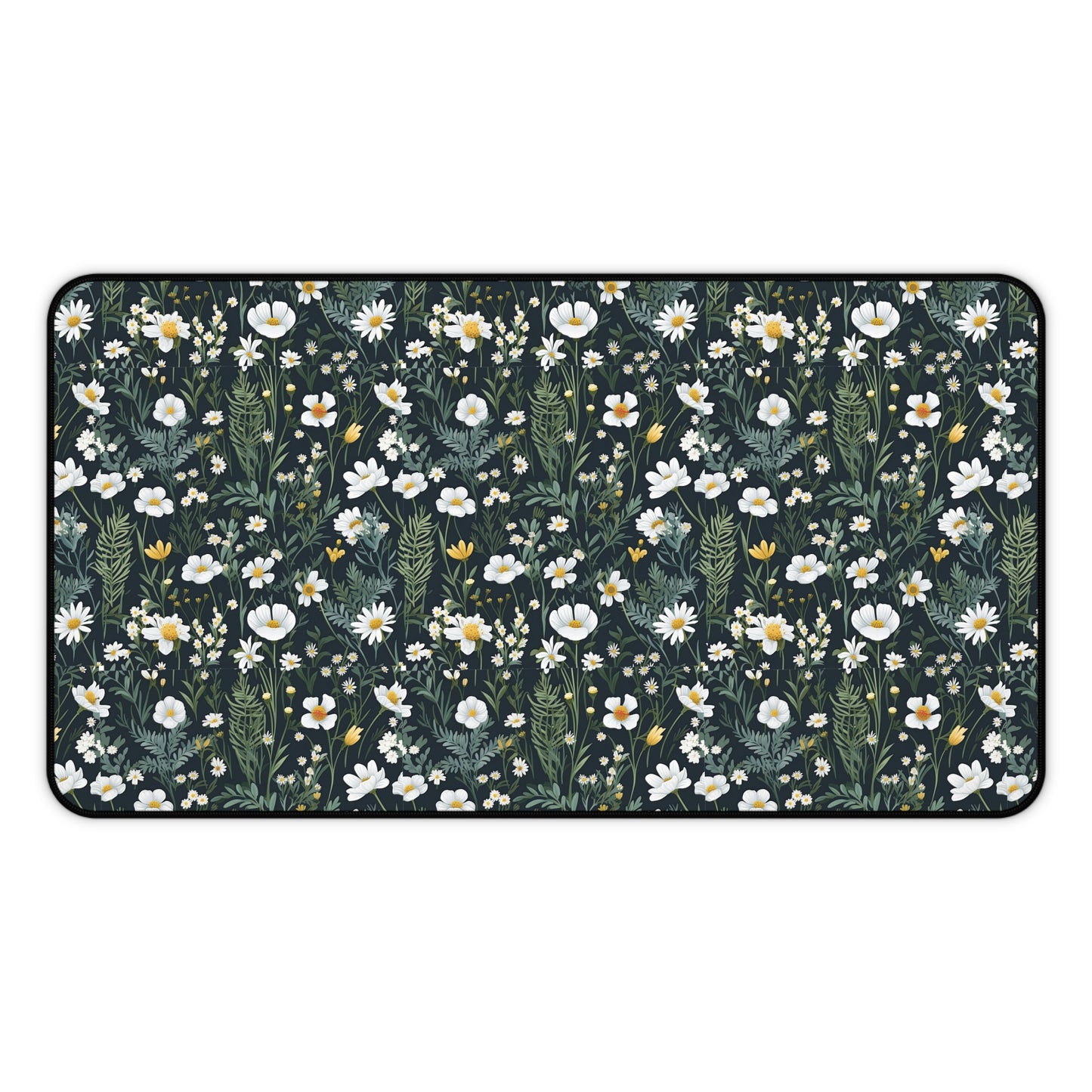 Daisy Delight Floral Desk Mat - Elegant Botanical Design for Home Office Decor.