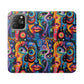 Psychedelic Visions Vibrant Art Flip iPhone and Samsung Phone Case - Colorful Faces Design for Phone Protection