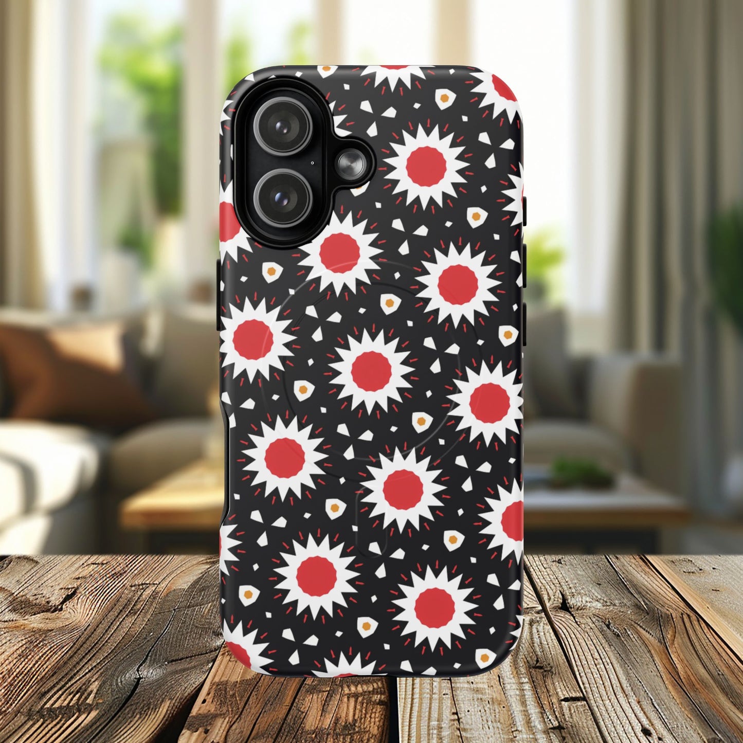 Crimson Spark Radiance Bold Floral Magnetic iPhone Cases, Stylish Tough Cases, Unique iPhone Accessories, Perfect Gift for Her, Trendy Tech Gear.