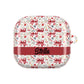 Personalized Rosette Coquette Floral AirPods Pro Gen 1, 2 and Airpods Gen 1, 2, 3, 4 Case — Red Bow Pattern with Custom Name Text.
