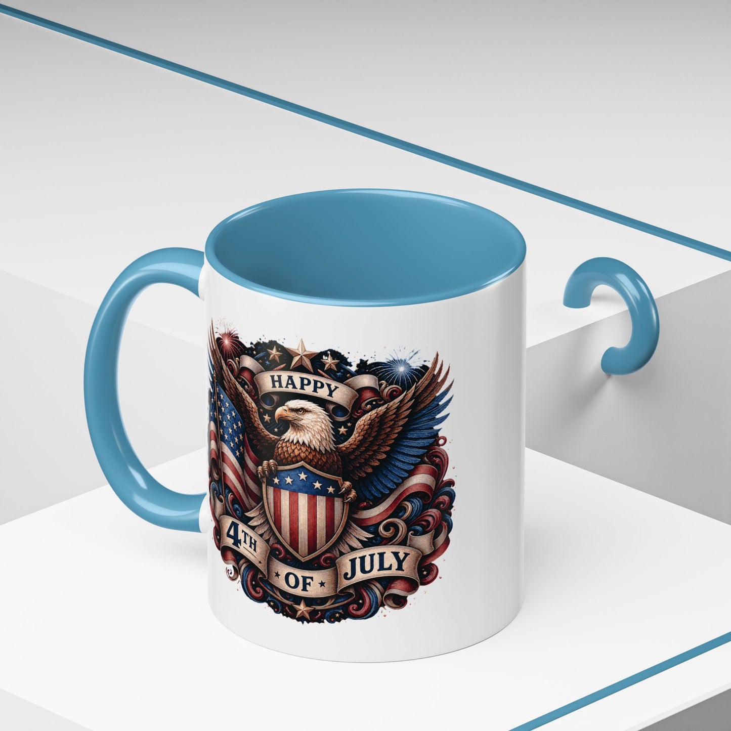 4th of July Eagle Coffee Mug — Patriotic American Flag Accent Mug (11/15oz)