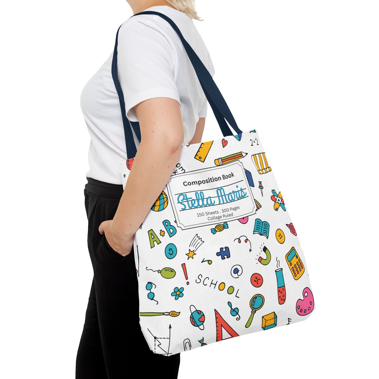 Personalized Classroom Couture Composition Book Inspired Tote Bag, Back to School Tote, Teacher Gift, Kids Bag, Custom Name Bag, Educational Accessories, Back to School Tote Bag.