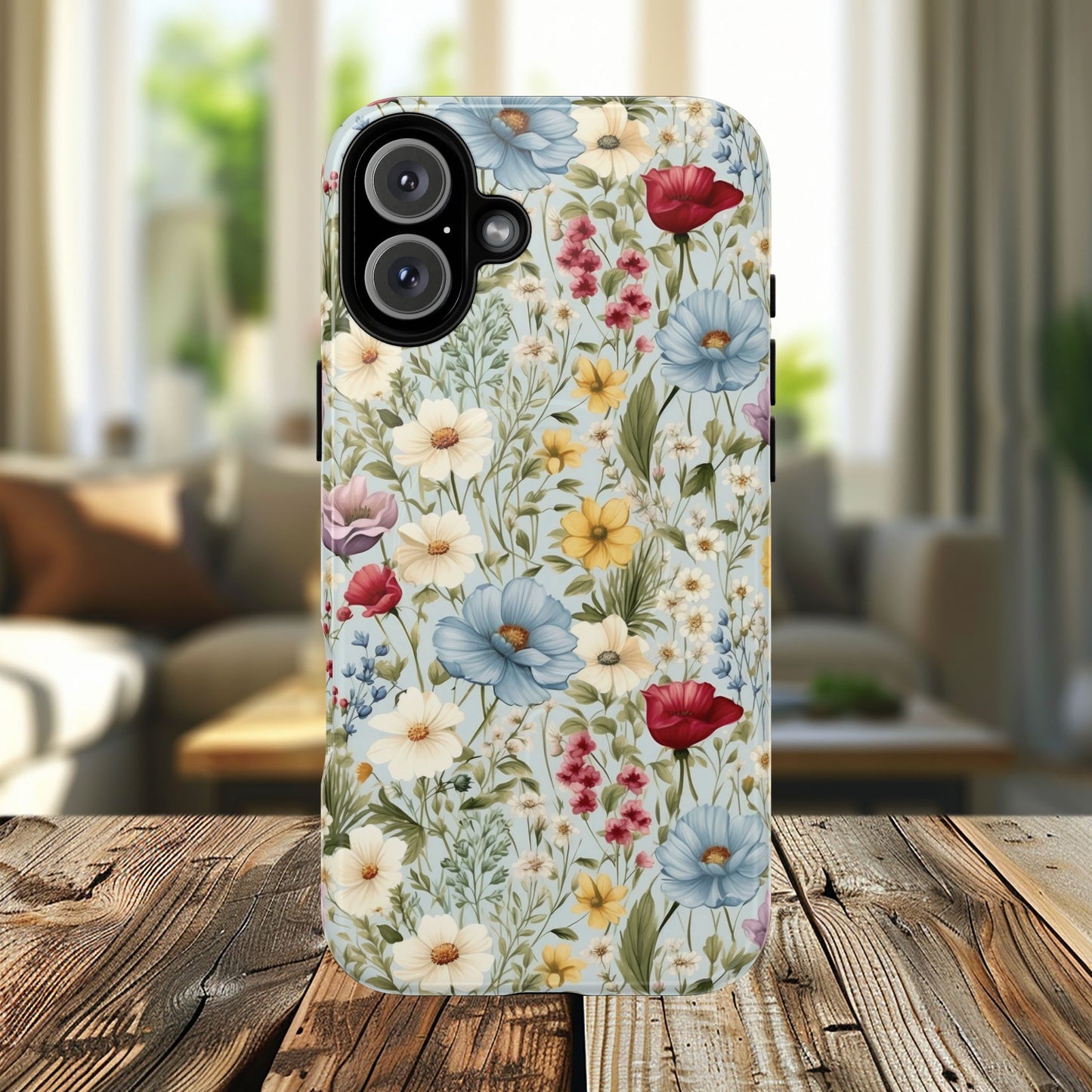 Meadow Whispers Tough iPhone Magnetic Case, Durable iPhone Protection, MagSafe Compatibility Phone Gift for Her, Spring Vibes, Modern Floral Design, Unique Gift Idea