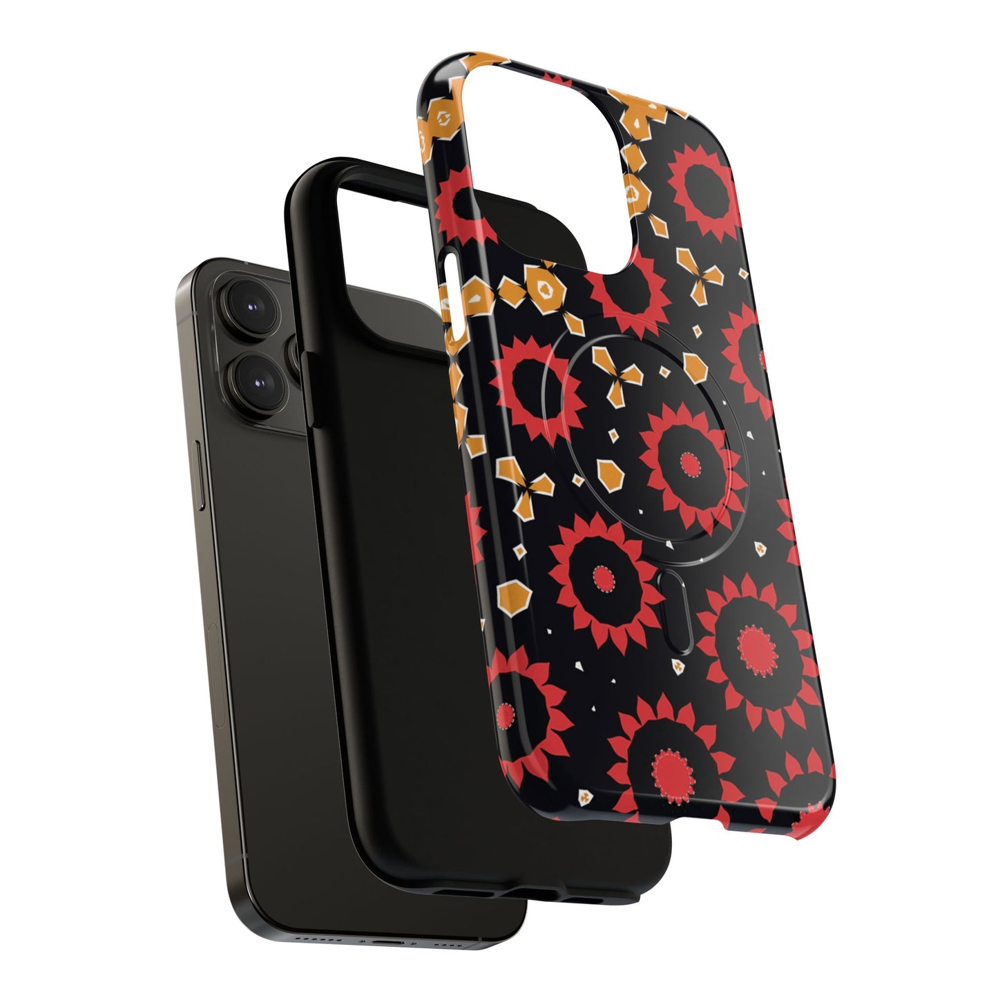 Midnight Ember Bloom Tough Magnetic iPhone Case, Bohemian Floral Design, Stylish iPhone Protection, Gift for Her, Trendy iPhone Accessories