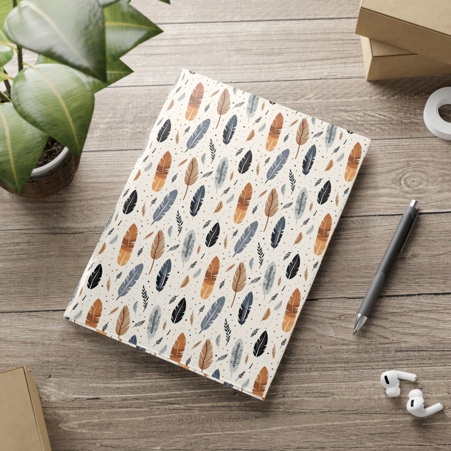 Whispering Feathers Hardcover Notebook with Puffy Covers