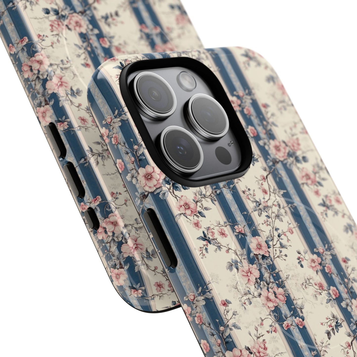 Victorian Rose Stripe iPhone Case, Tough Magnetic Cases for Stylish Protection, Flower Pattern iPhone Cover, Trendy Gift Idea for Her