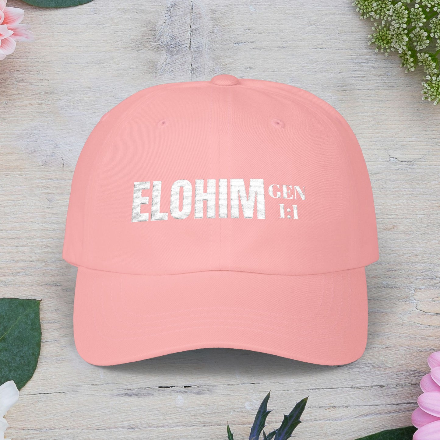 Classic Embroidery Dad Cap with 'ELOHIM, GENESIS 1:1' - Faith-Based Hat, Casual Wear, Gift for Dad, Christian Accessory, Summer Fashion