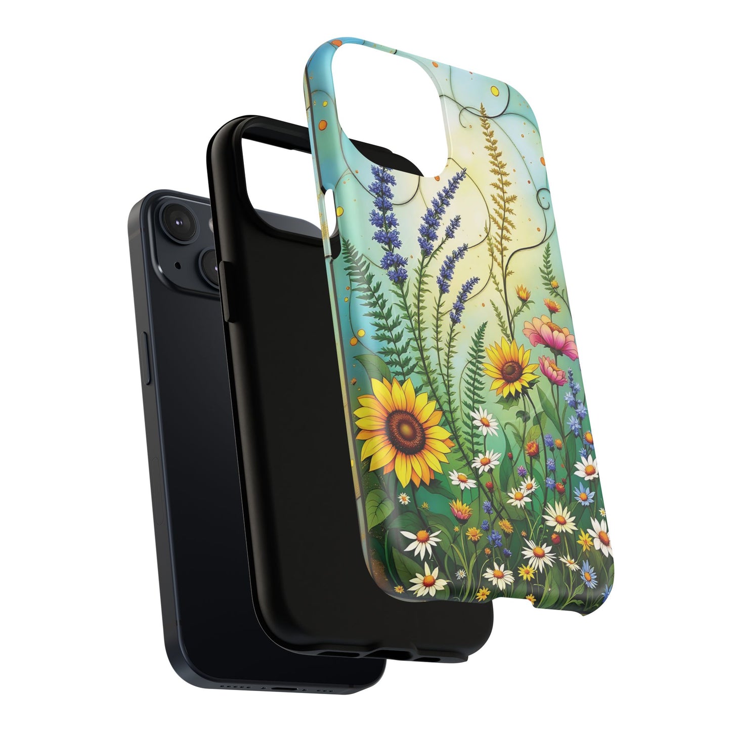 Floral Stained Harmony Glass Tough Magnetic Phone Case | Nature Inspired Design | Durable Protection | Gift for Nature Lovers | Spring Vibe