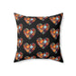 Black Patchwork Heart Spun Polyester Square Pillow