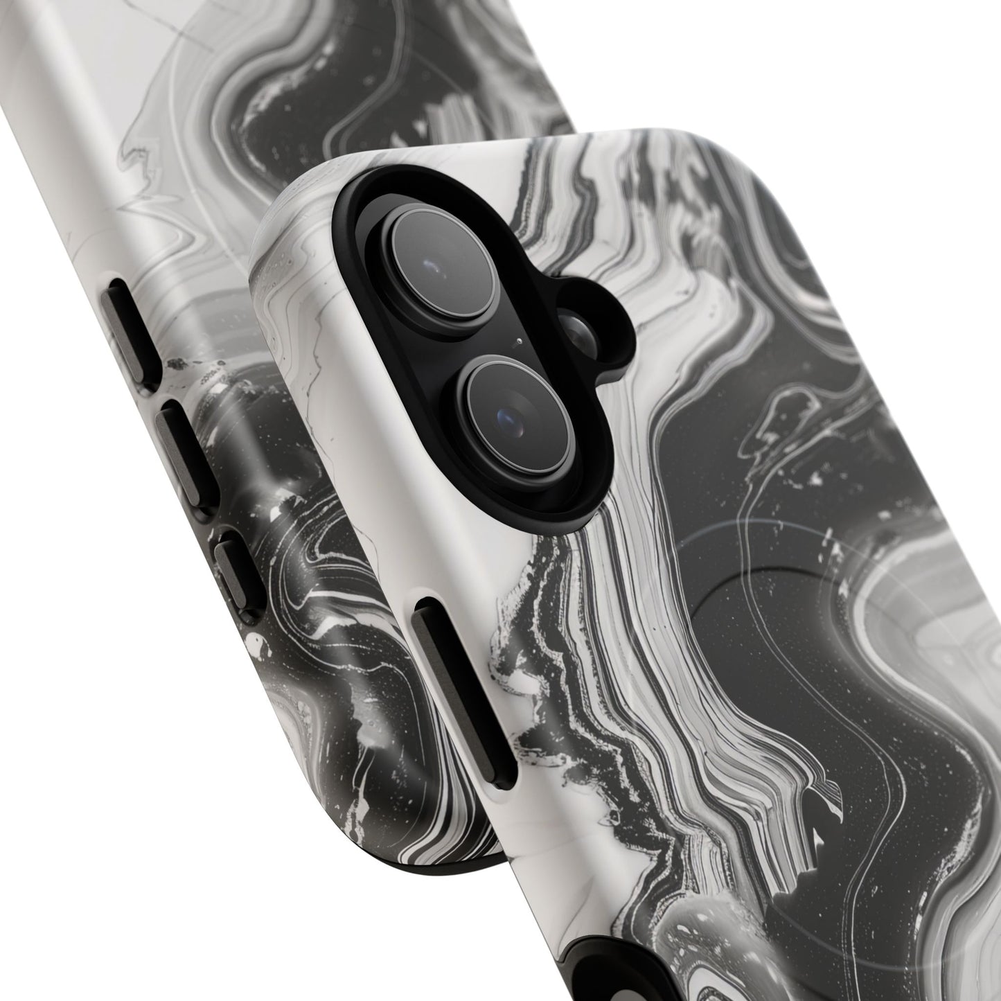 Black Marble Magnetic iPhone Case for Tough Protection, Stylish iPhone Mobile Accessory, Fashionable Gift, Unique Marble iPhone Design, Durable Smartphone Cover