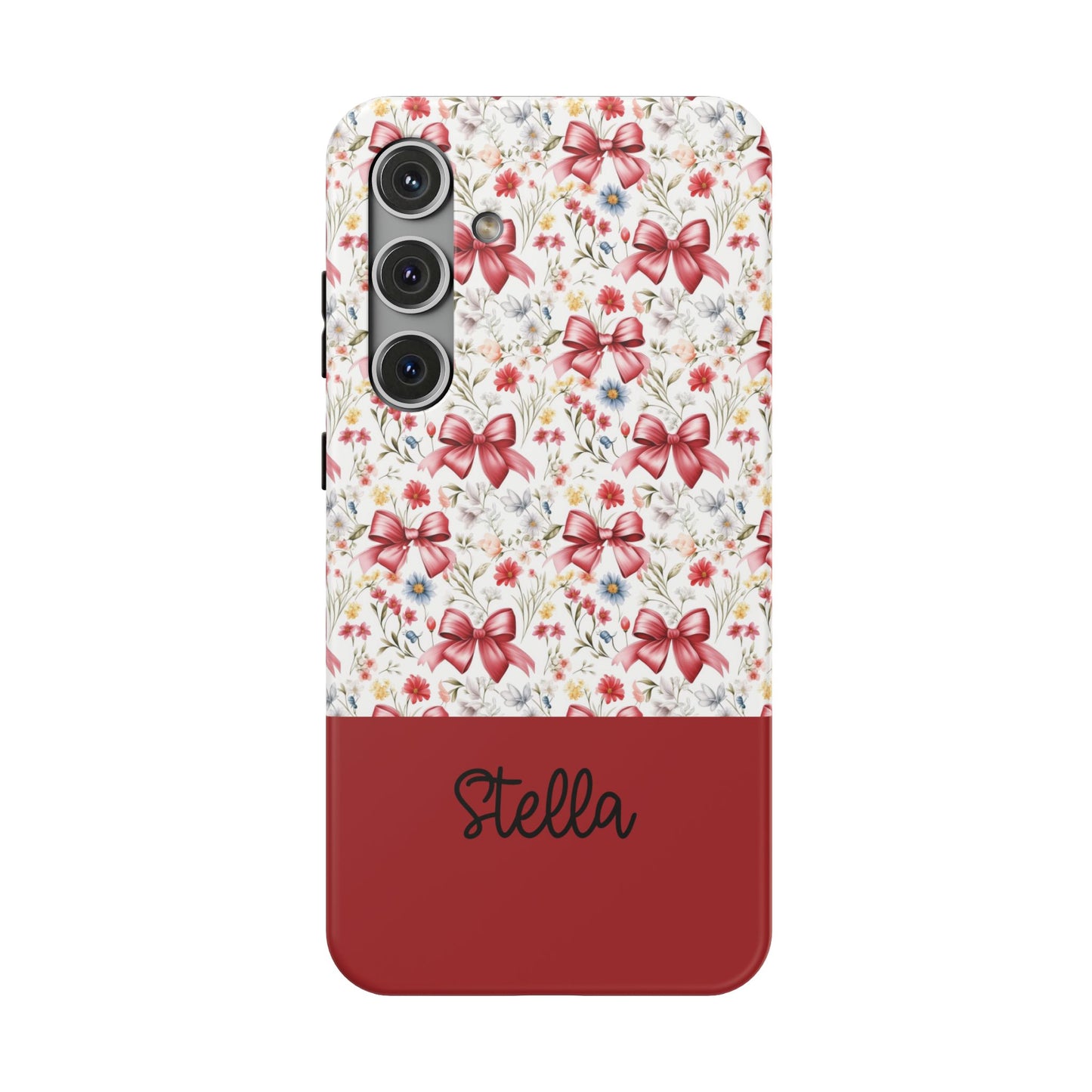 Personalized Rosette Coquette Floral Bow iPhone and Samsung Impact-Resistant Case — Custom Name Case